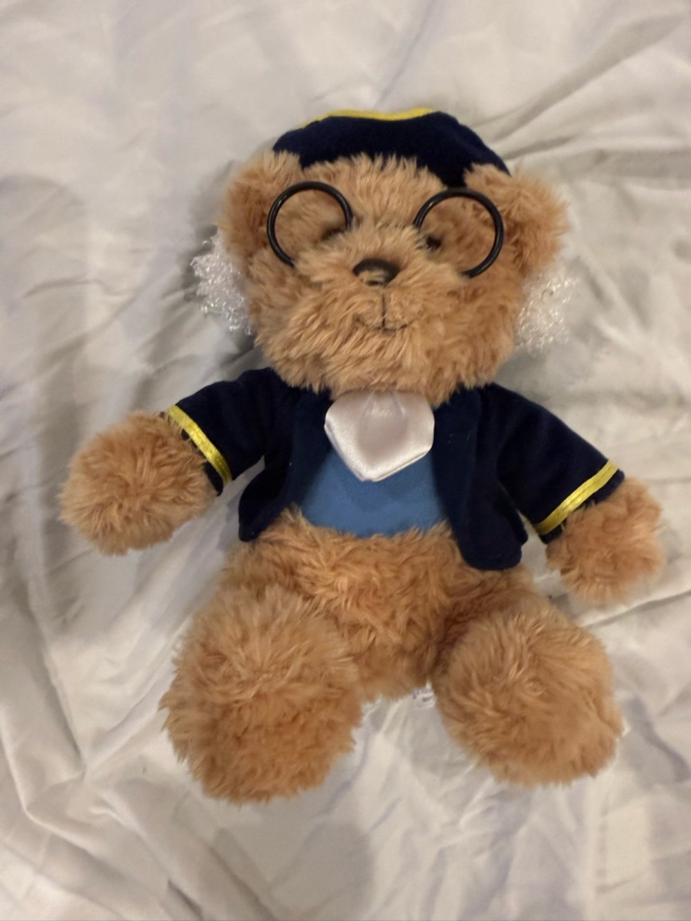 Ben Franklin Plush Teddy Bear in Navy Jacket with Glasses